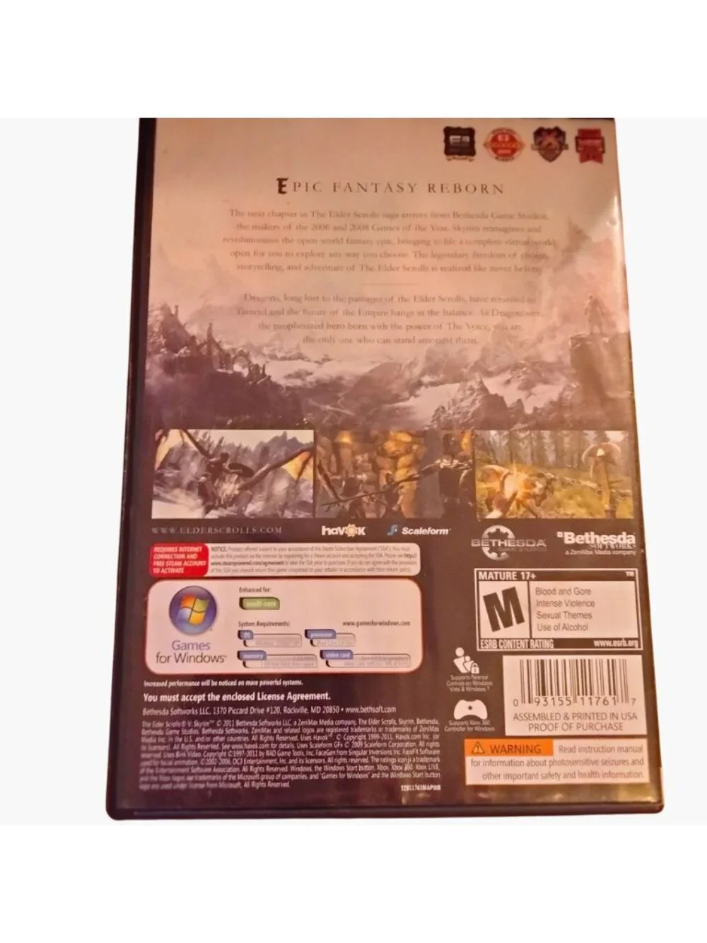 The Elder Scrolls V Skyrim PC Game Disc Windows Bethesda